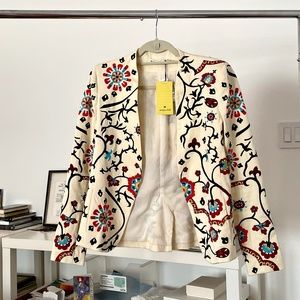 Alice + Olivia Hand Embroidered Blazer